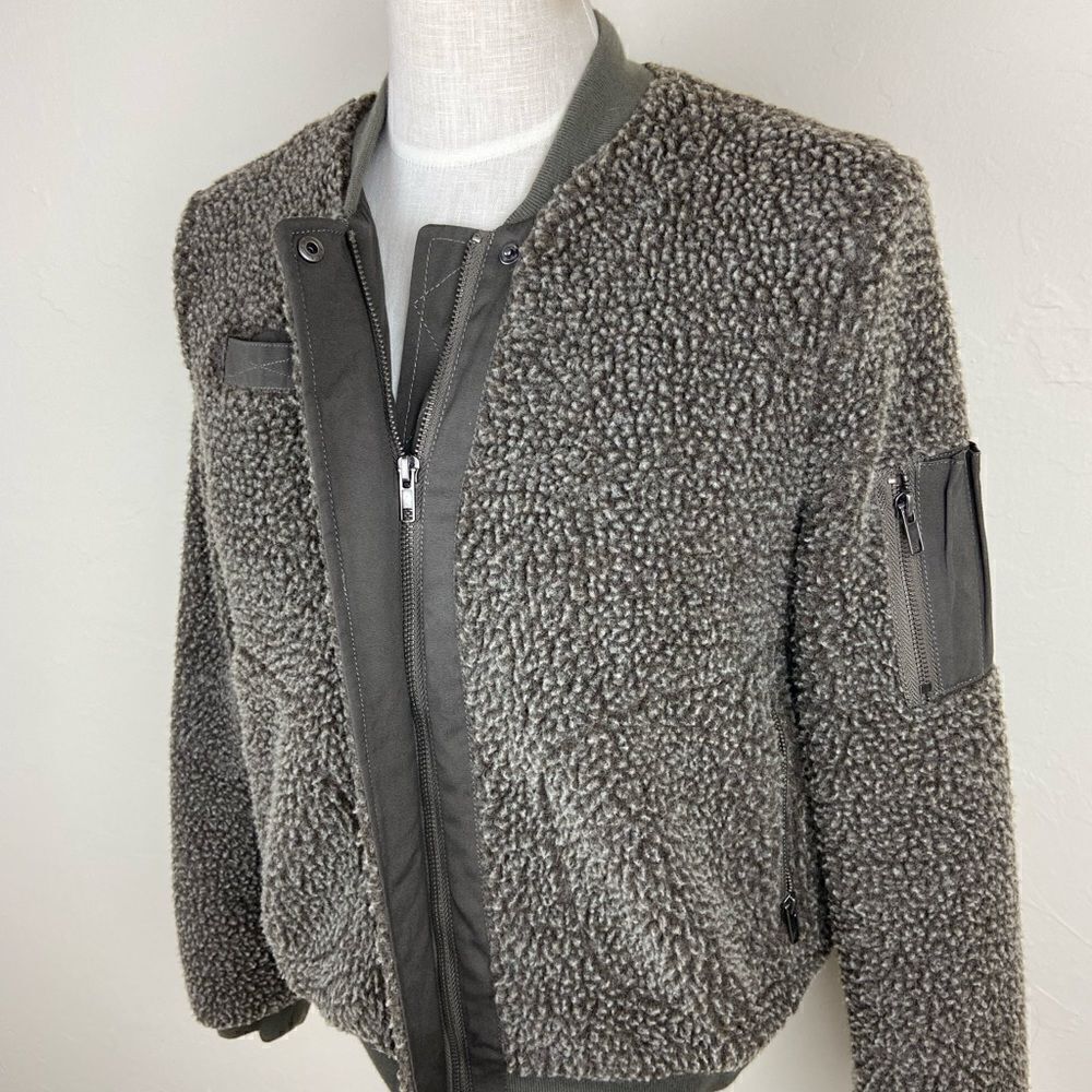 Urban Outfitters BDG Teddy Bomber Jacket - Olive Green - Picture 3 of 7